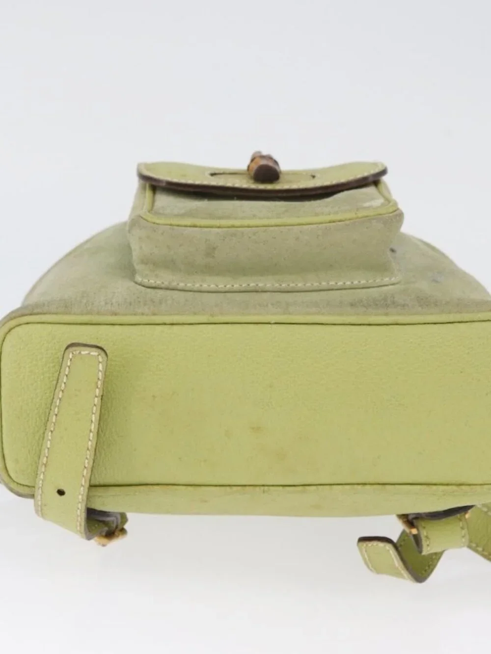 GUCCI Bamboo Backpack Suede Green Gold 003 2058 0030 Auth AMZ374